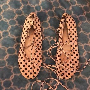 Black and white polkadot flats